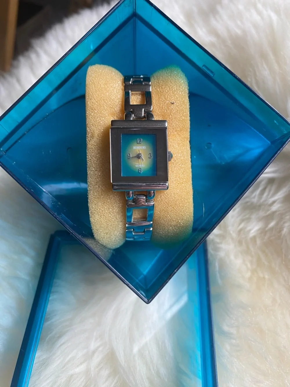 Silver Rumors Bracelet Watch with Blue-Green Dial Y2K